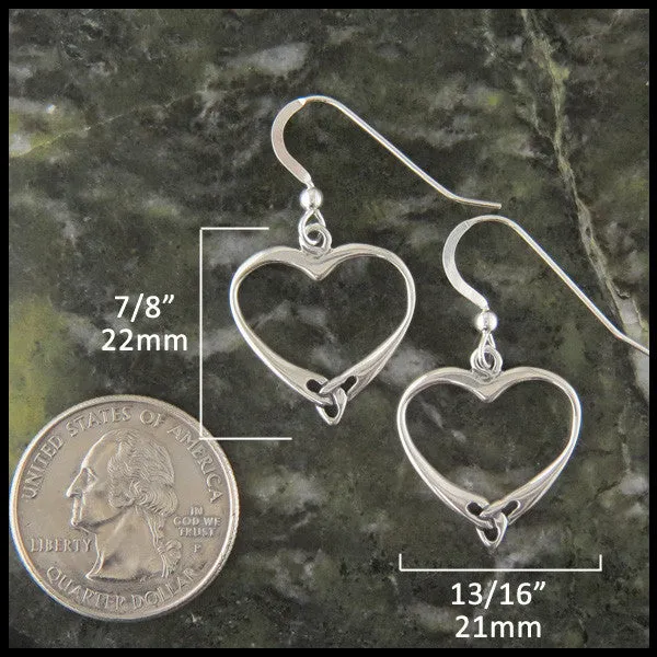 Celtic Open Trinity Heart Earrings in Sterling Silver