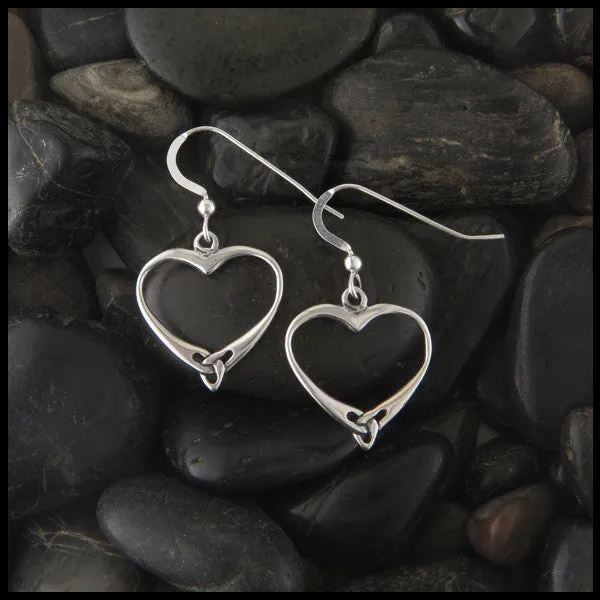 Celtic Open Trinity Heart Earrings in Sterling Silver