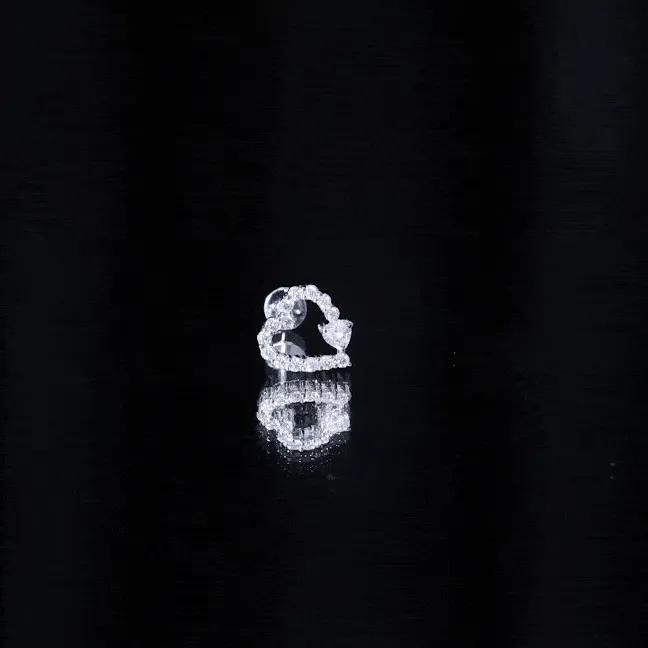 Certified Moissanite Gold Heart Cartilage Earring