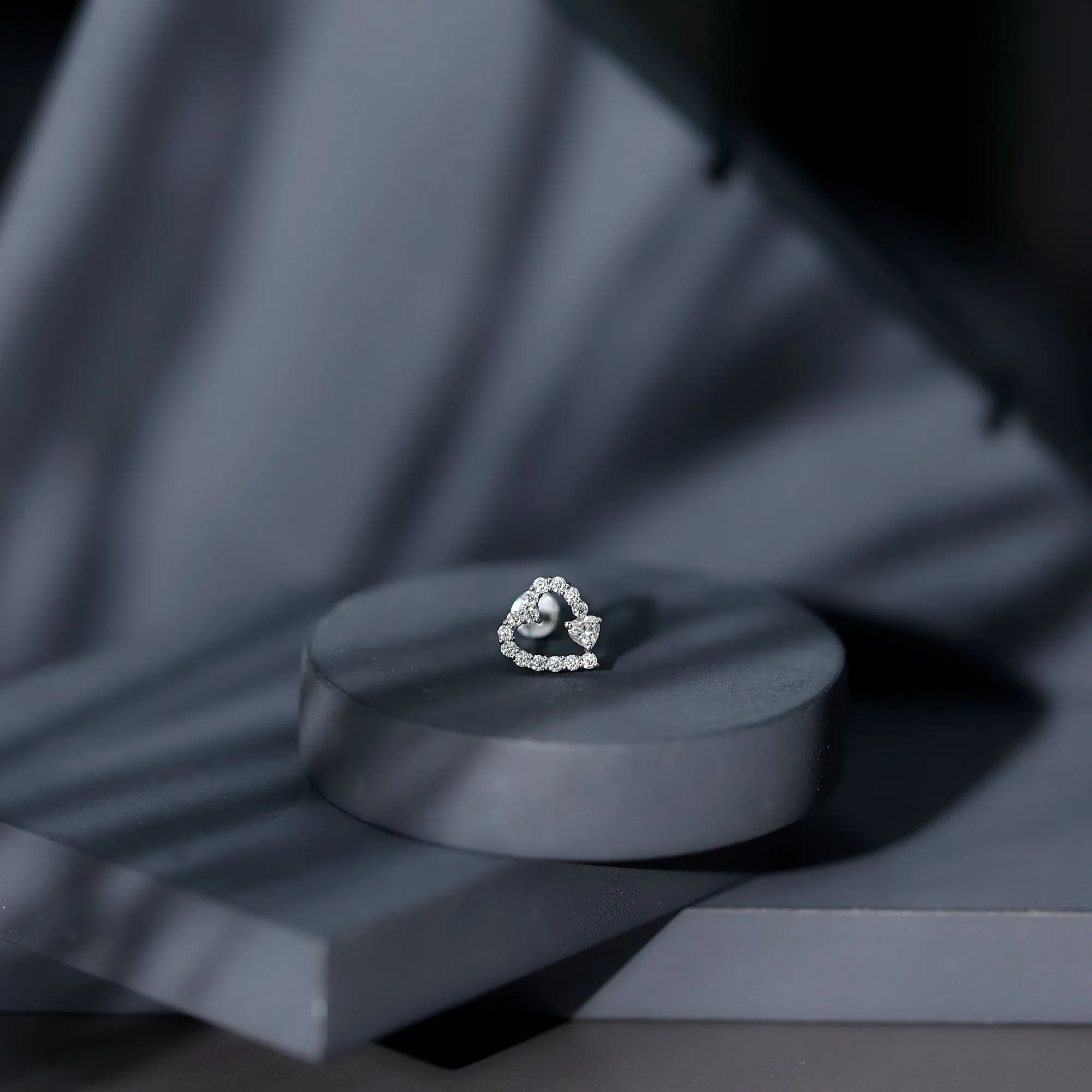 Certified Moissanite Gold Heart Cartilage Earring