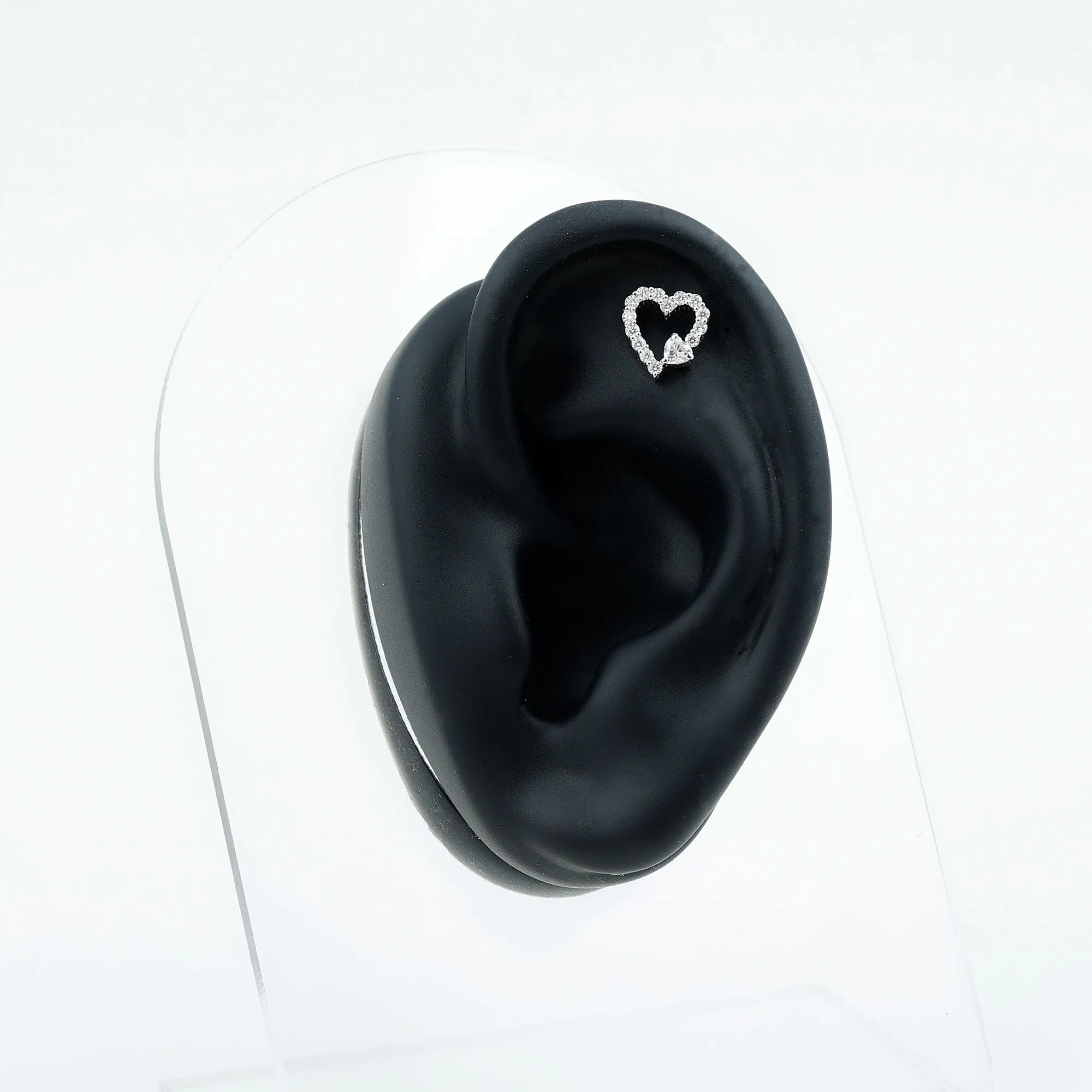 Certified Moissanite Gold Heart Cartilage Earring