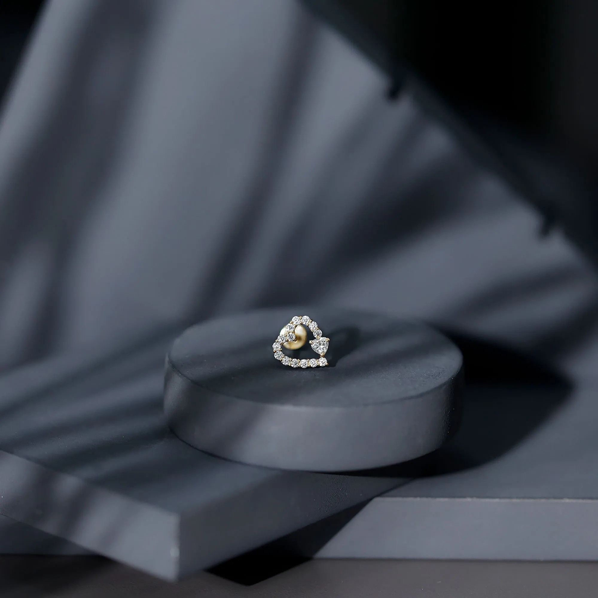 Certified Moissanite Gold Heart Cartilage Earring