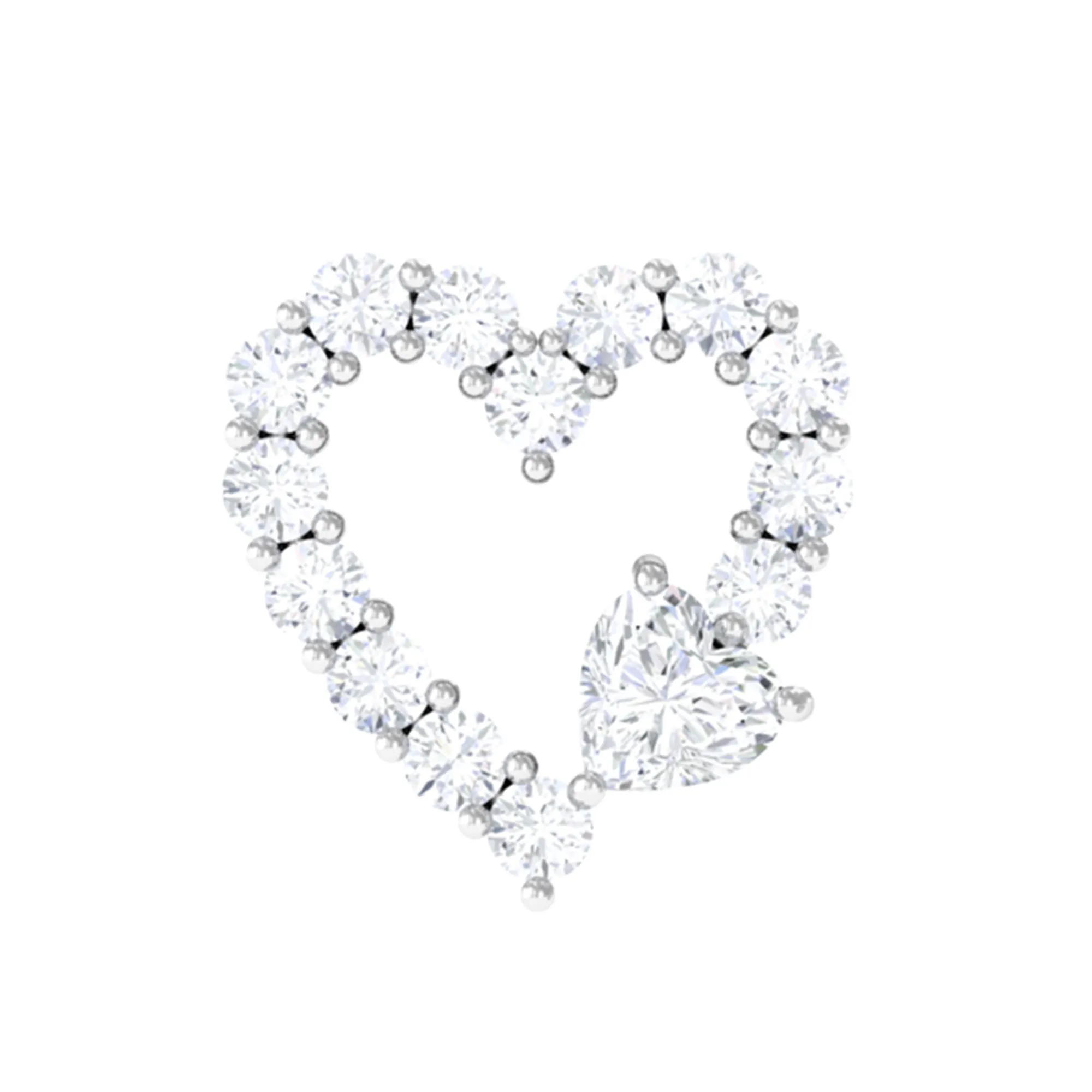 Certified Moissanite Gold Heart Cartilage Earring