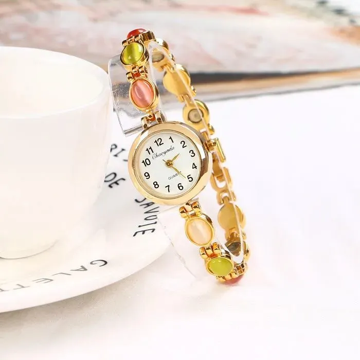 CHAOYADA Women's Fine Fashion Luxury Style Gold Rhinestone Bracelet Watch - Special Offer!