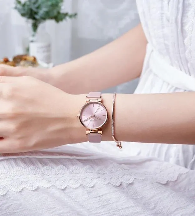 Chic Burgundy Leather Women's Watch by JULIUS: Stylish Timepiece with Precision Miyota Movement