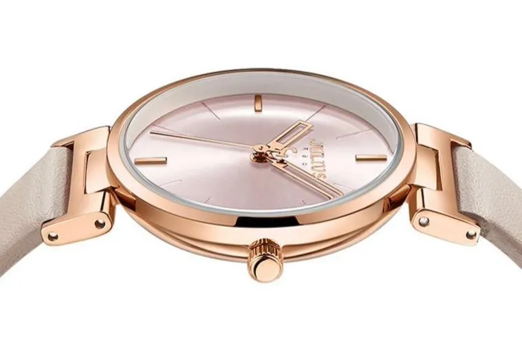 Chic Burgundy Leather Women's Watch by JULIUS: Stylish Timepiece with Precision Miyota Movement