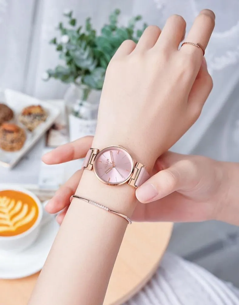 Chic Burgundy Leather Women's Watch by JULIUS: Stylish Timepiece with Precision Miyota Movement
