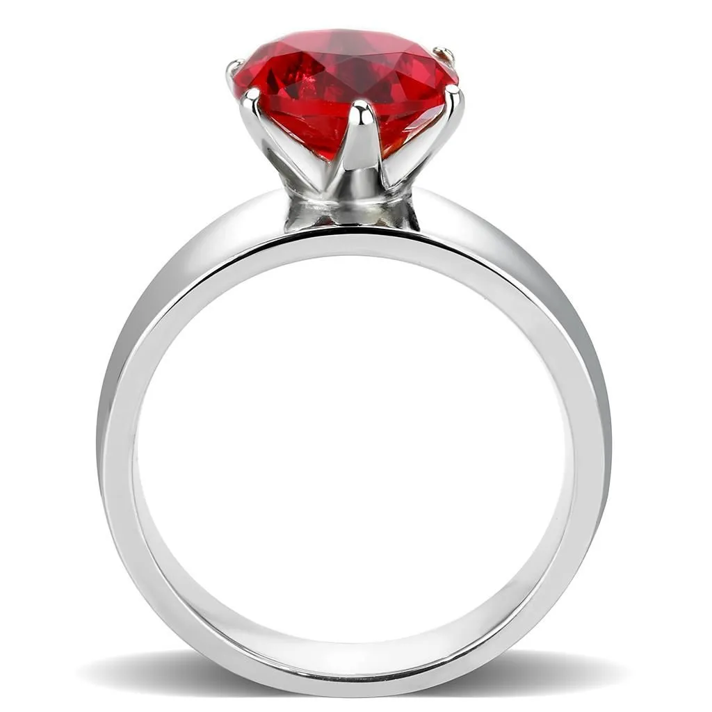 CJ52007 Wholesale Women's Stainless Steel Synthetic Siam Round Solitaire Ring