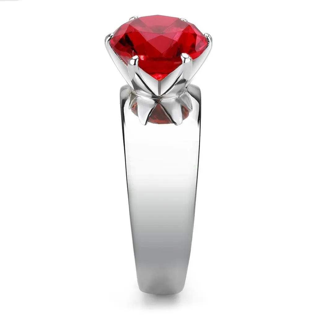 CJ52007 Wholesale Women's Stainless Steel Synthetic Siam Round Solitaire Ring