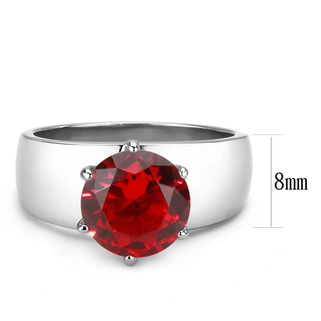CJ52007 Wholesale Women's Stainless Steel Synthetic Siam Round Solitaire Ring