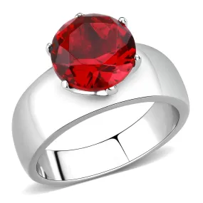 CJ52007 Wholesale Women's Stainless Steel Synthetic Siam Round Solitaire Ring
