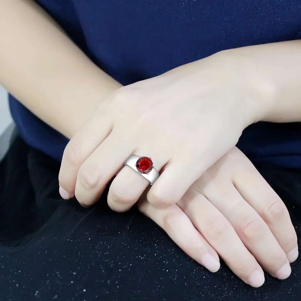 CJ52007 Wholesale Women's Stainless Steel Synthetic Siam Round Solitaire Ring