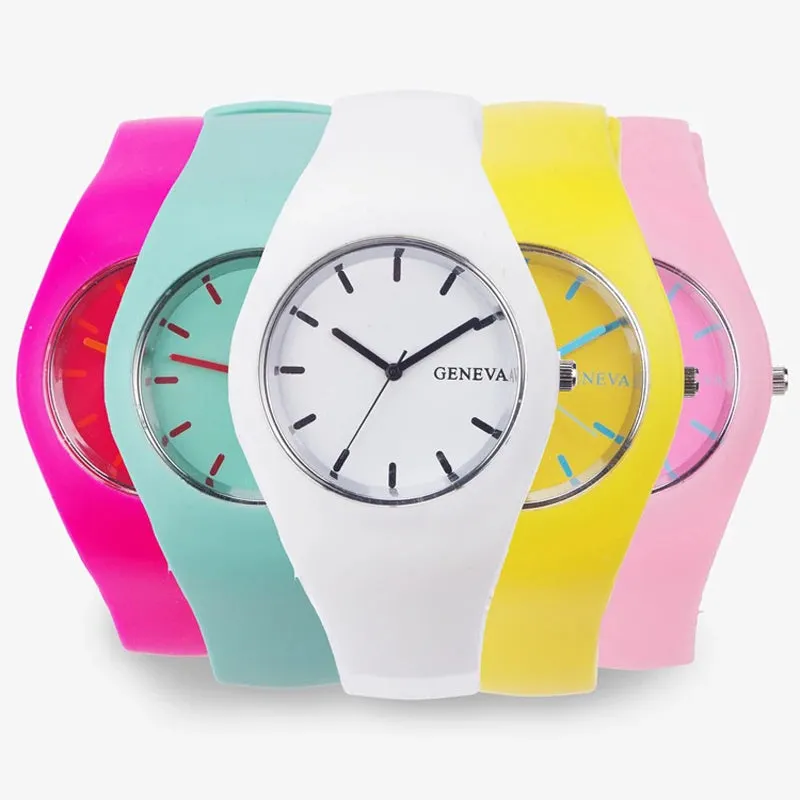 Colorful Jelly Geneva Women Watches Casual Sport Silicone Band Quartz Wristwatches Girl Cheap Price Dropshipping