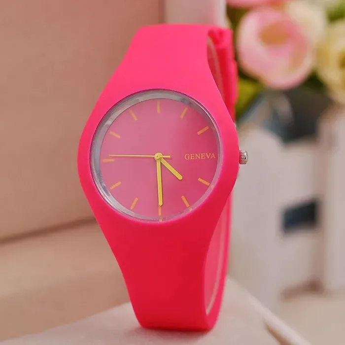 Colorful Jelly Geneva Women Watches Casual Sport Silicone Band Quartz Wristwatches Girl Cheap Price Dropshipping