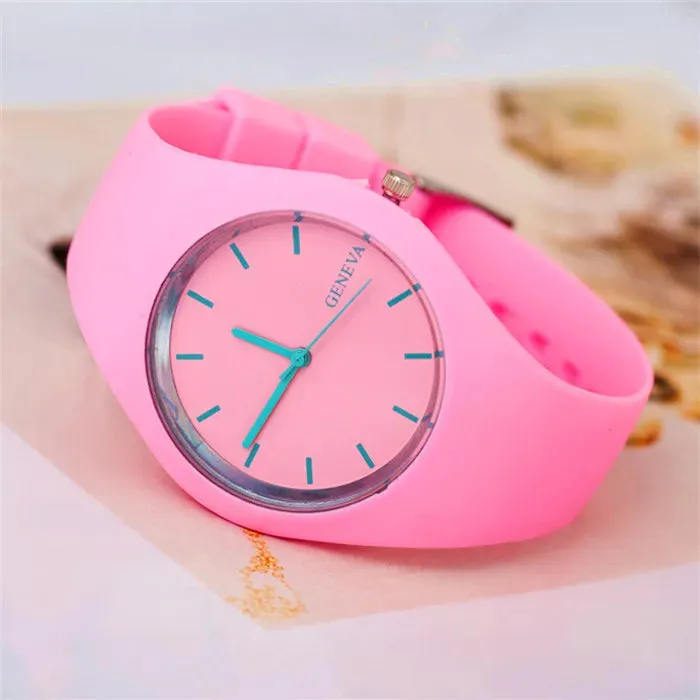 Colorful Jelly Geneva Women Watches Casual Sport Silicone Band Quartz Wristwatches Girl Cheap Price Dropshipping