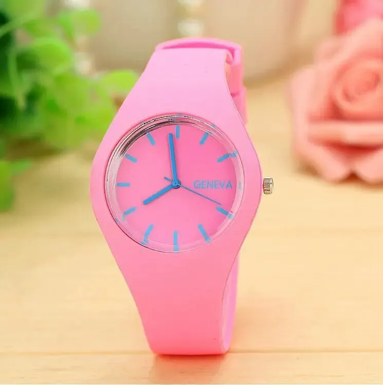 Colorful Jelly Geneva Women Watches Casual Sport Silicone Band Quartz Wristwatches Girl Cheap Price Dropshipping