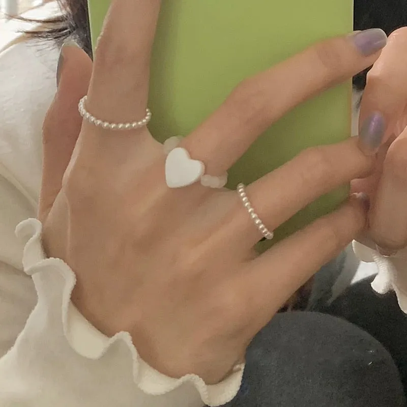 Cute Girls Elegant Heart Shell Mid Finger Knuckle Rings