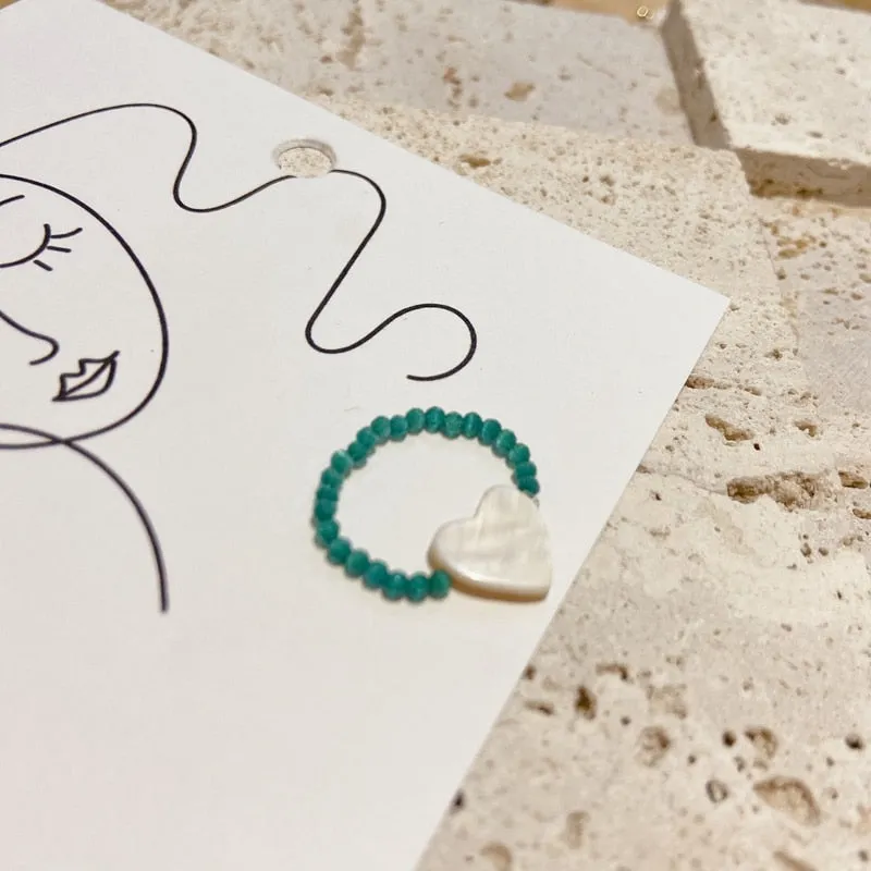 Cute Girls Elegant Heart Shell Mid Finger Knuckle Rings