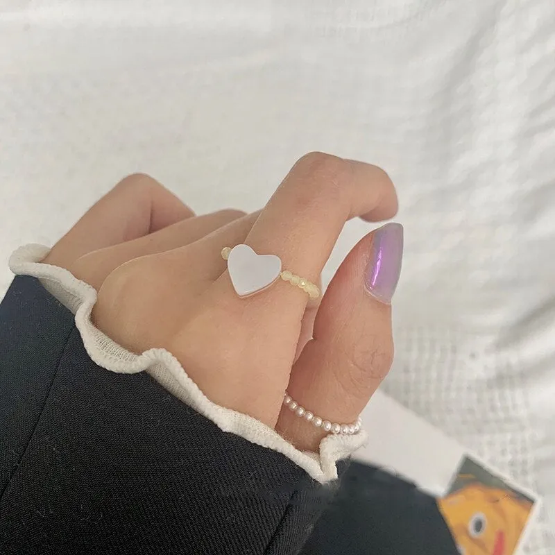 Cute Girls Elegant Heart Shell Mid Finger Knuckle Rings