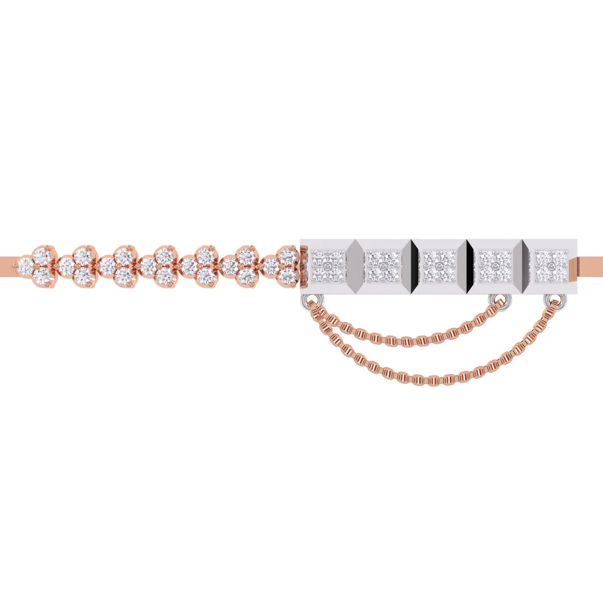 Designer Round Diamond Rose Gold Tennis Bracelet