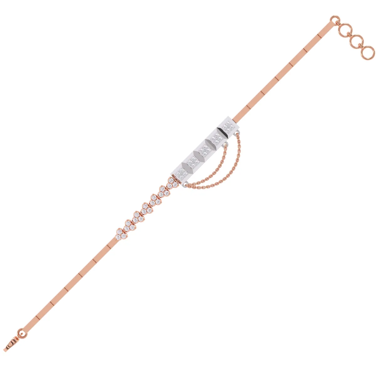 Designer Round Diamond Rose Gold Tennis Bracelet