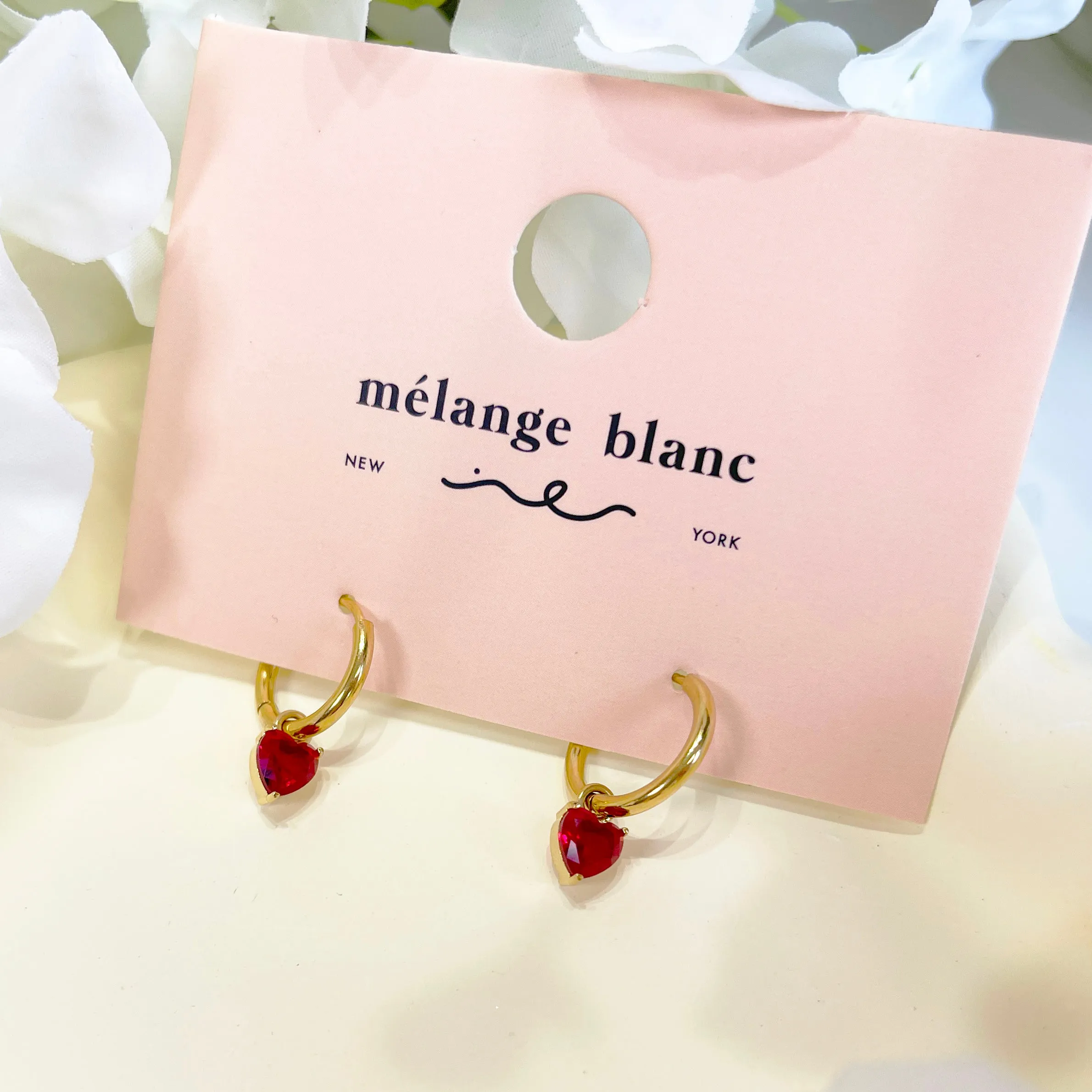 E169 dainty ruby red heart dangle earrings