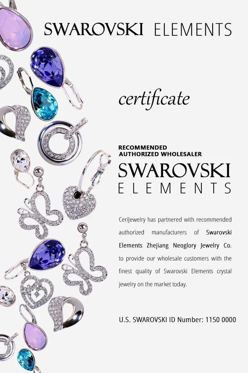 E7104 Rhodium Swarovski Elements Heart Box Earrings