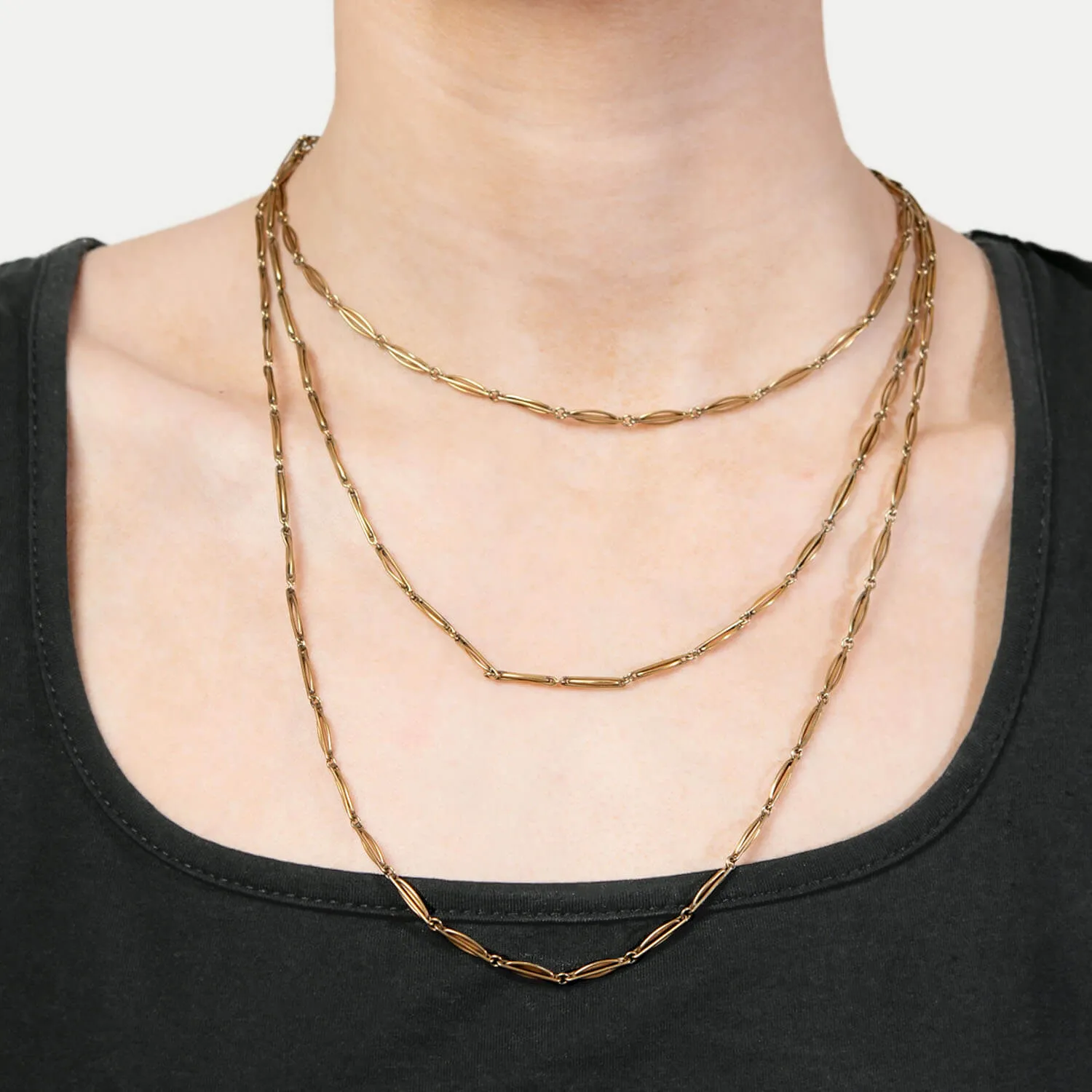 Edwardian French 18k Paperclip Chain 54"