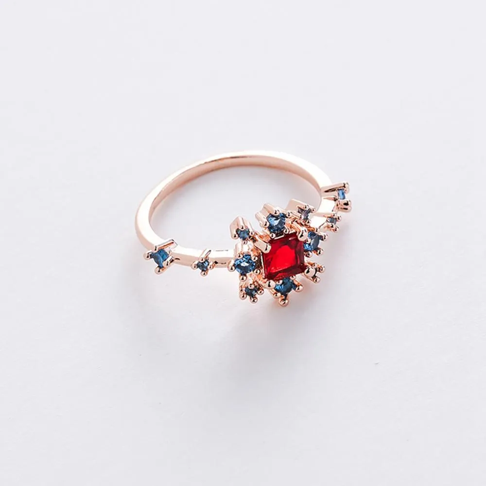 Elegant Micro-Inlaid Flower Crystal Rings