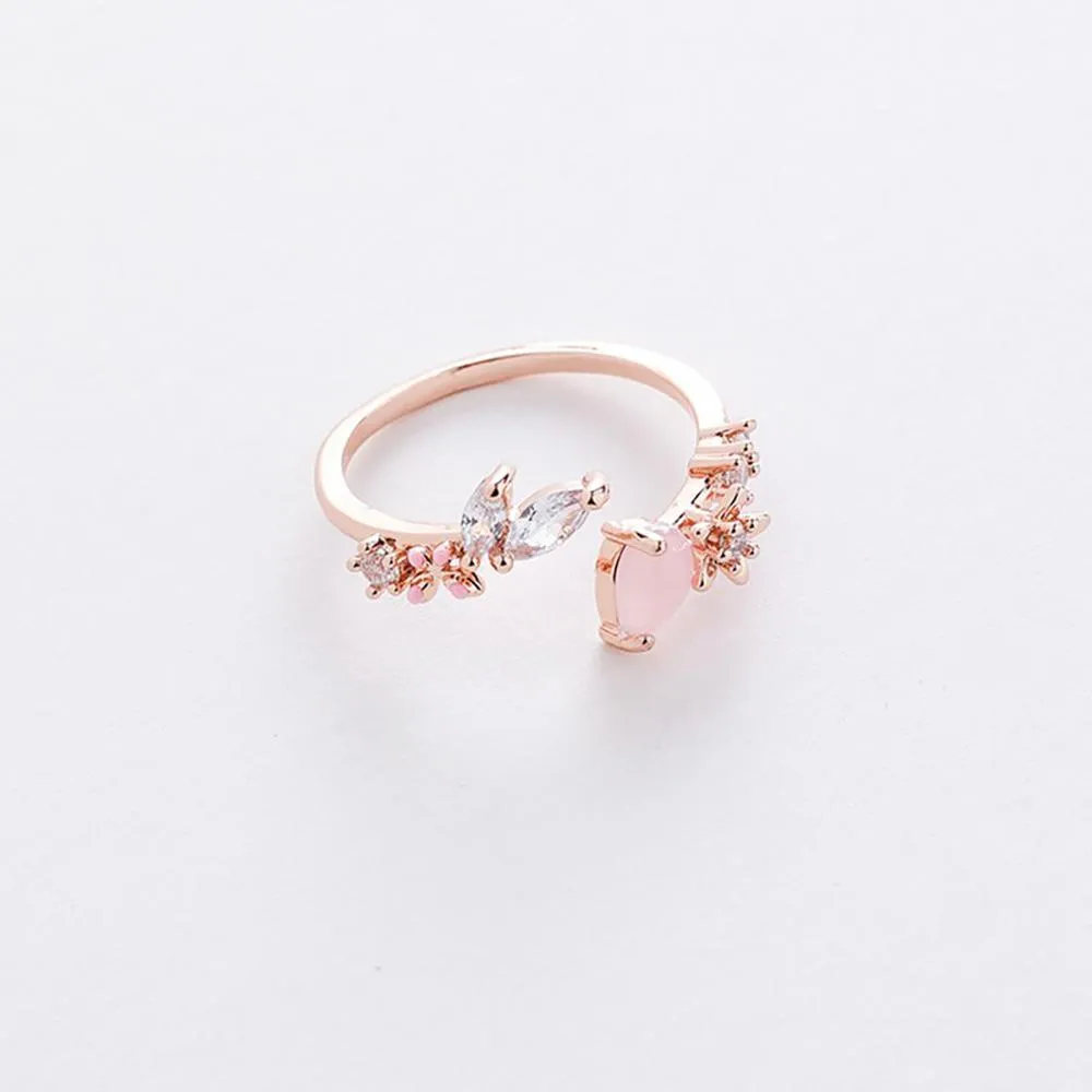 Elegant Micro-Inlaid Flower Crystal Rings