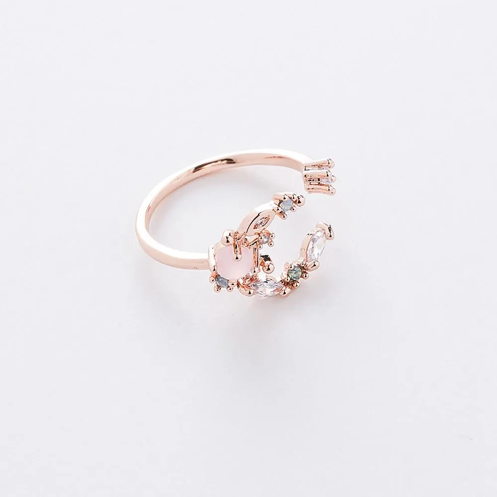 Elegant Micro-Inlaid Flower Crystal Rings