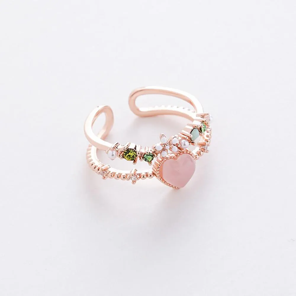 Elegant Micro-Inlaid Flower Crystal Rings