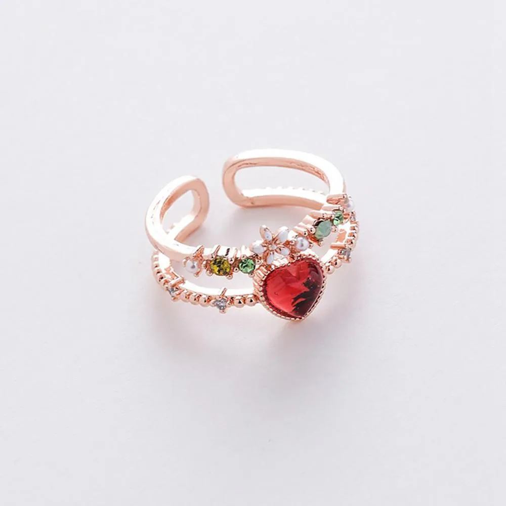 Elegant Micro-Inlaid Flower Crystal Rings