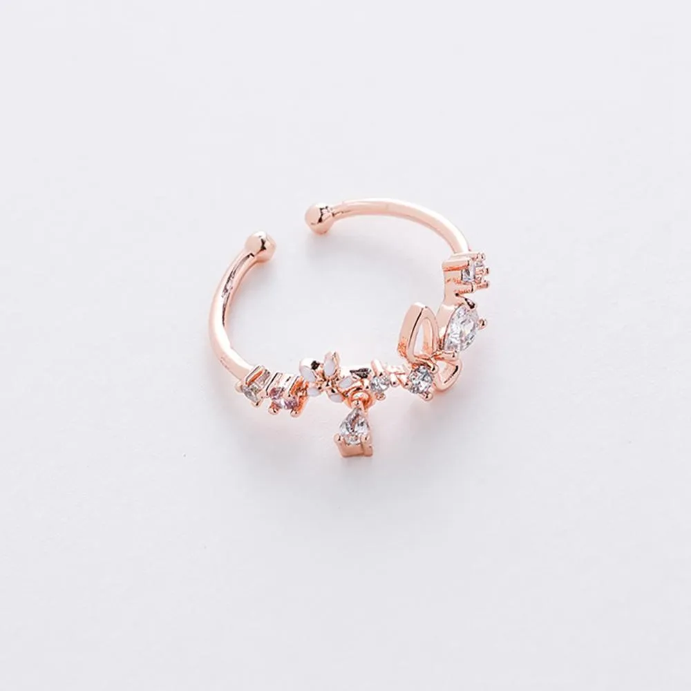Elegant Micro-Inlaid Flower Crystal Rings