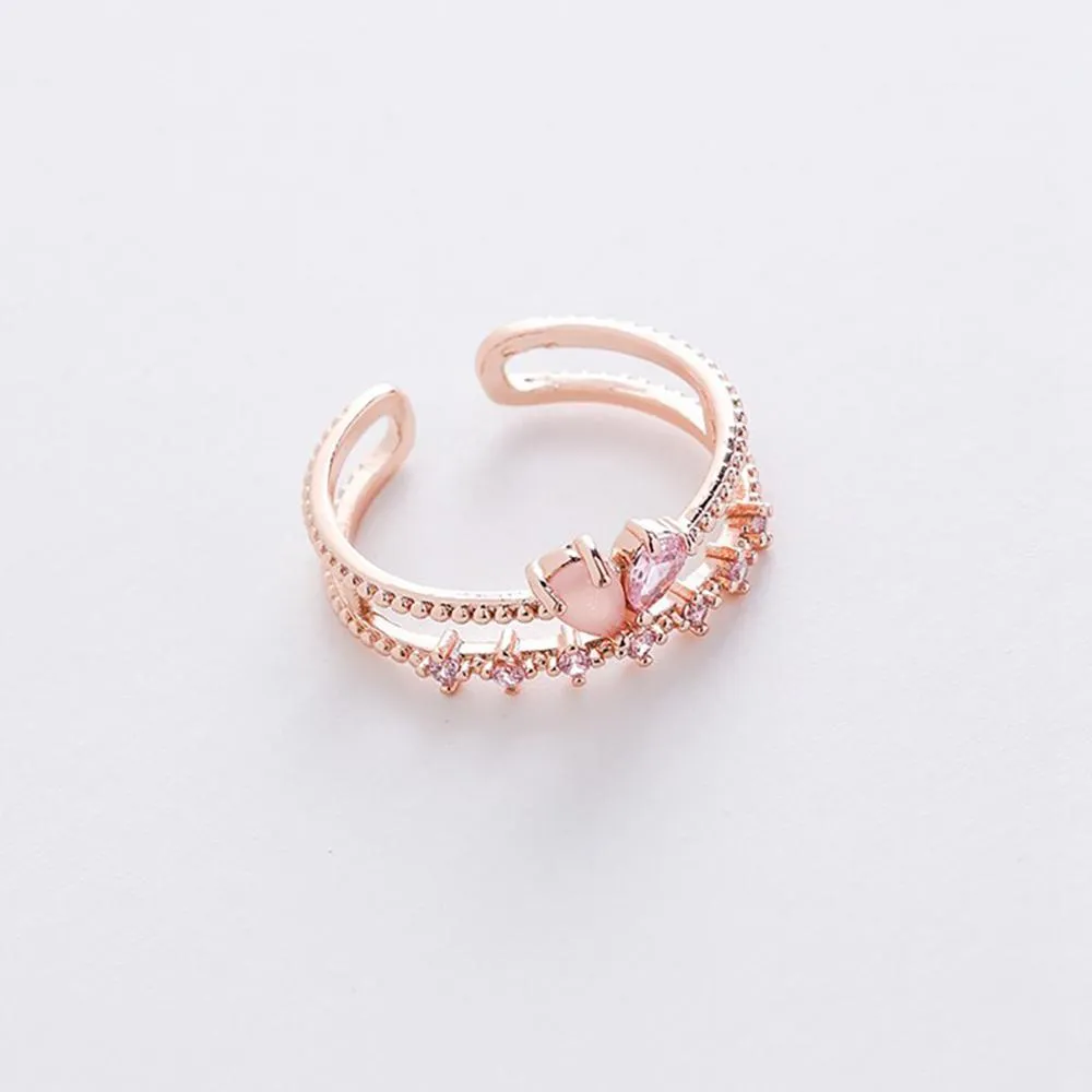Elegant Micro-Inlaid Flower Crystal Rings
