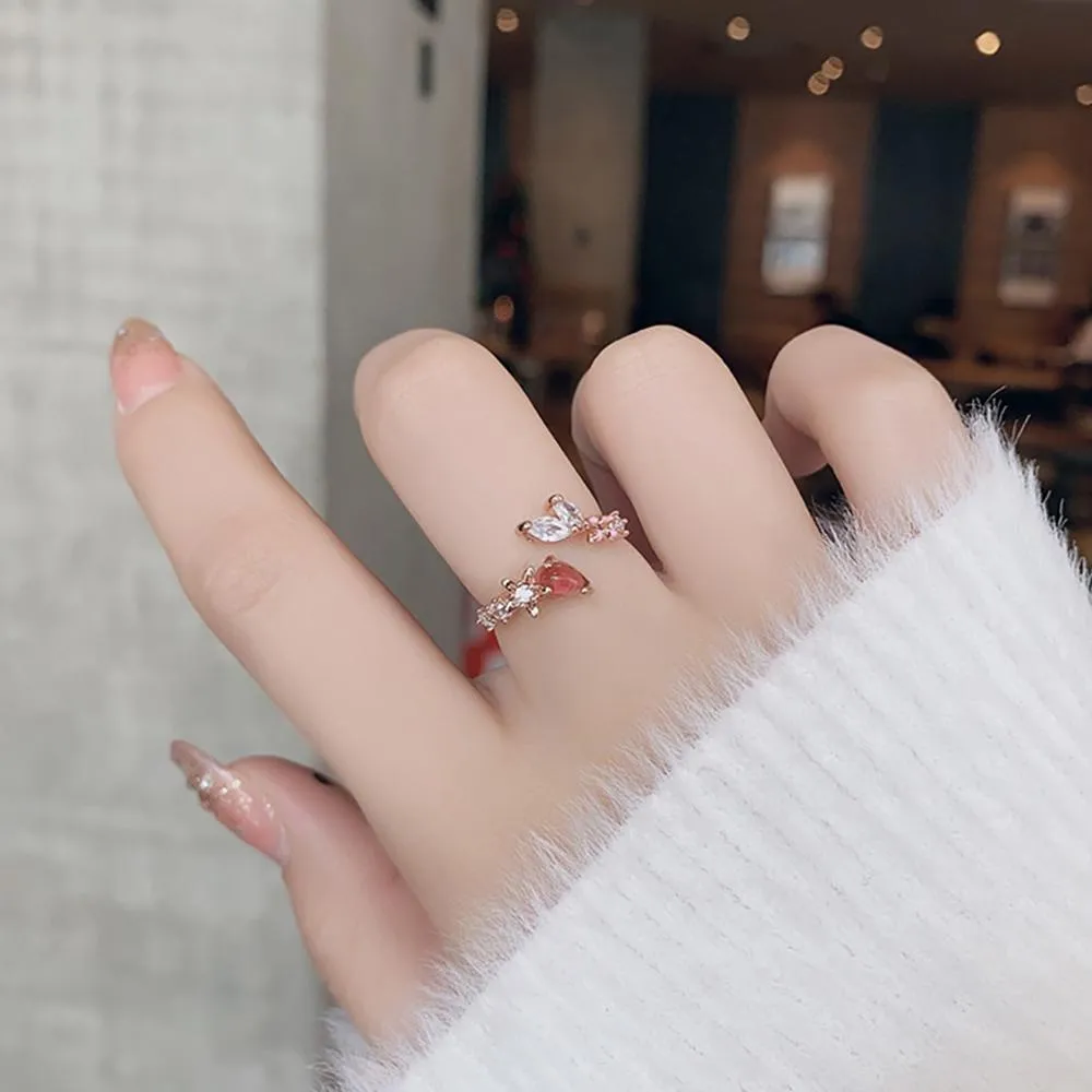 Elegant Micro-Inlaid Flower Crystal Rings