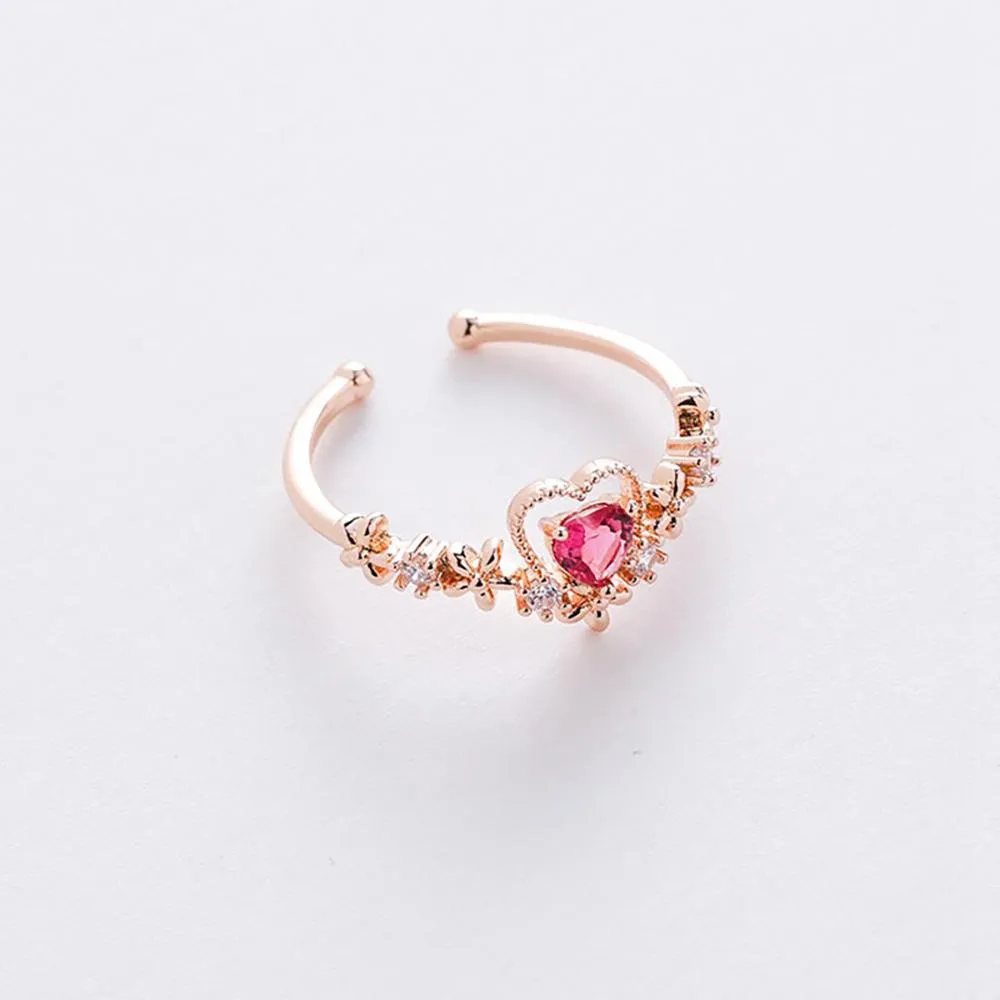 Elegant Micro-Inlaid Flower Crystal Rings