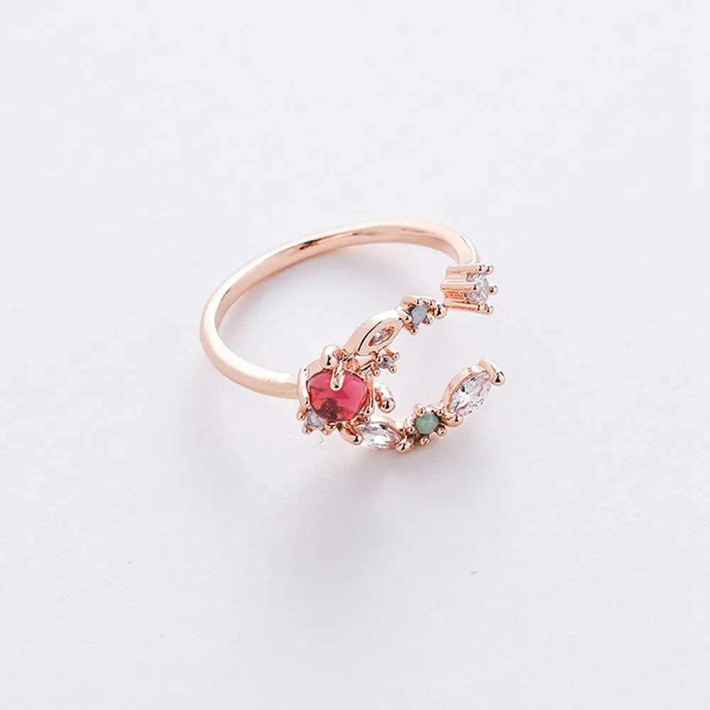 Elegant Micro-Inlaid Flower Crystal Rings