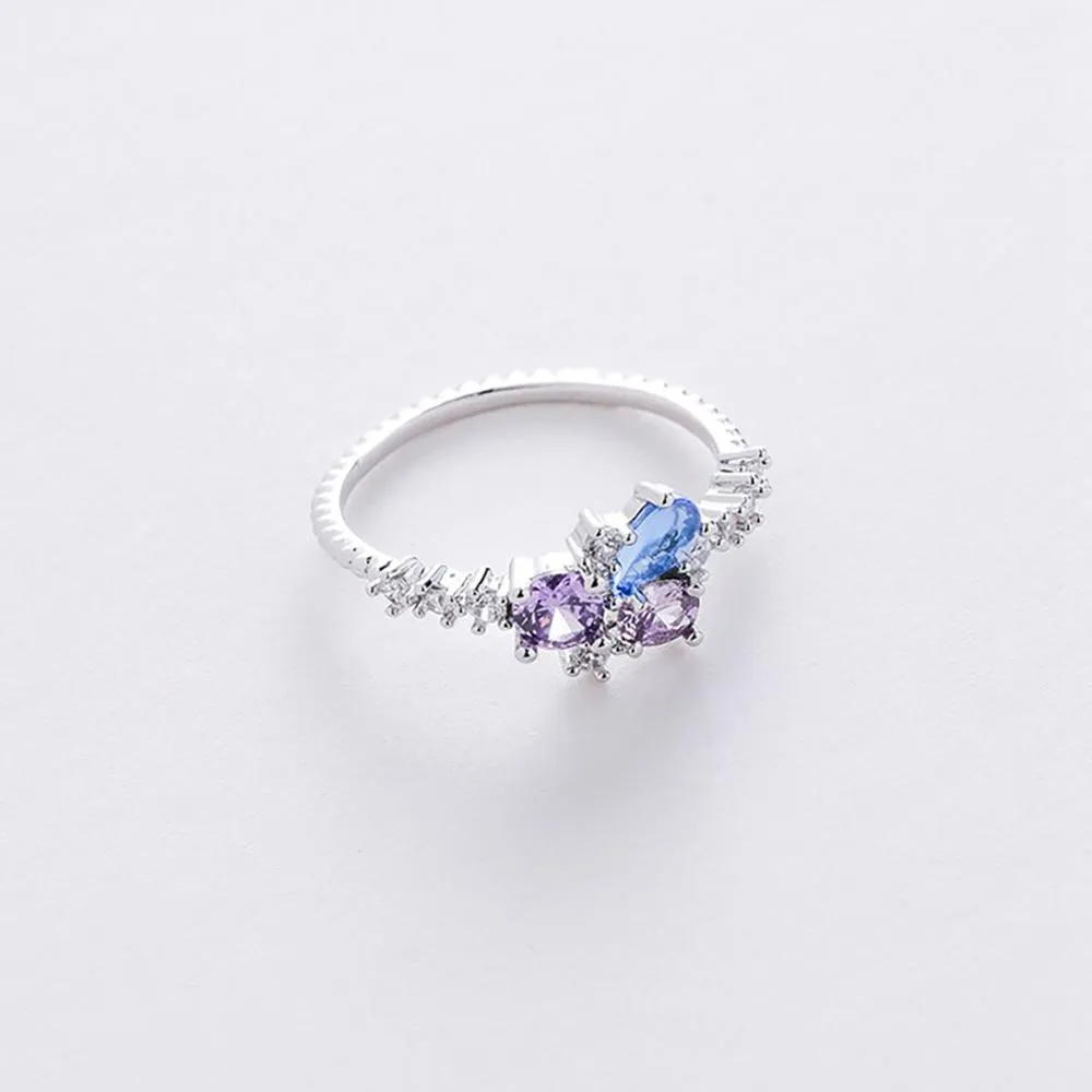 Elegant Micro-Inlaid Flower Crystal Rings