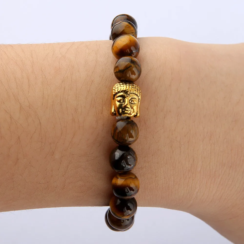 Famous Brand Silver Gold Lion Buddha Bracelets Bangles for Women Men Natural Stone Jewelry Female Male Nomination Pulseras Mujer
