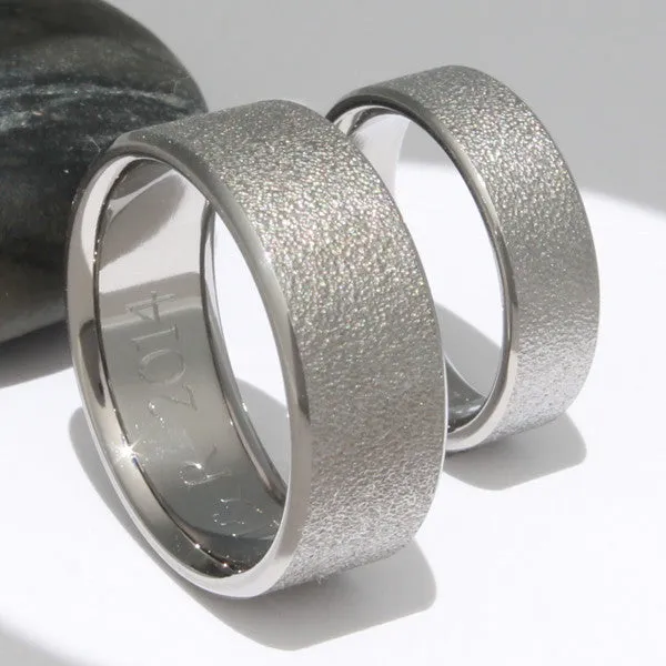 Frost Titanium Wedding Ring Set - stn12Frost