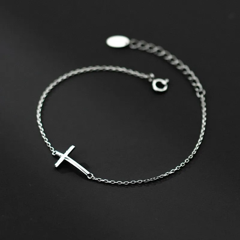 Geometric Gloss Cross Bracelet  Silver Jewelry