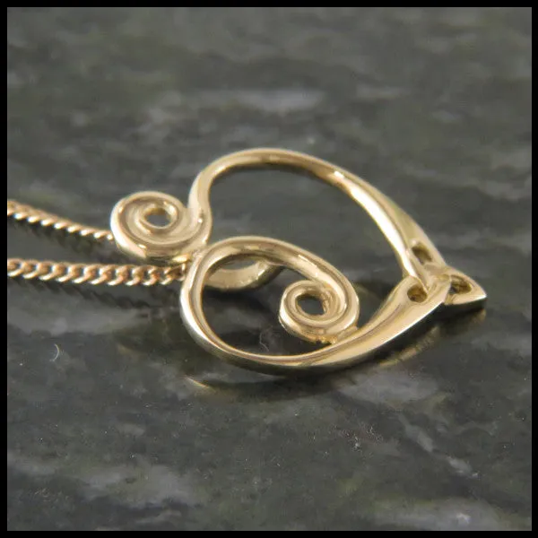 Gold Anna's Heart Pendant and Earring Set