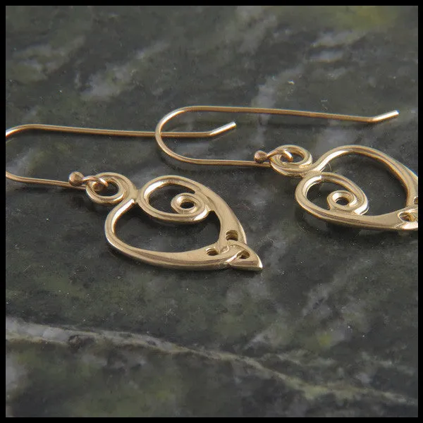 Gold Anna's Heart Pendant and Earring Set