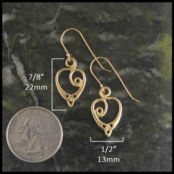 Gold Anna's Heart Pendant and Earring Set