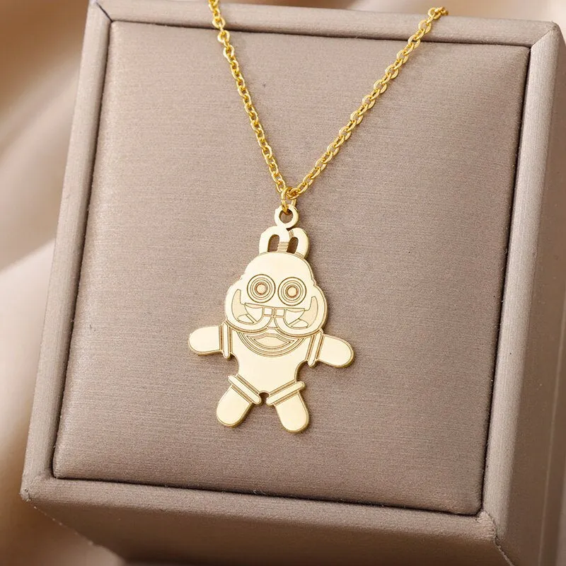 Gold Color Stainless Steel Joker Pendant Necklaces For Women