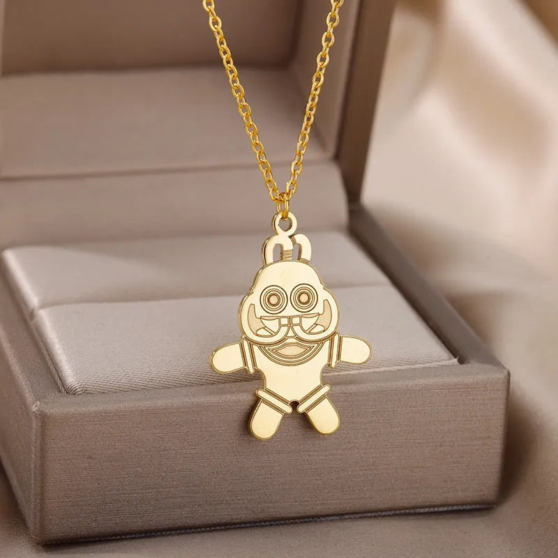 Gold Color Stainless Steel Joker Pendant Necklaces For Women