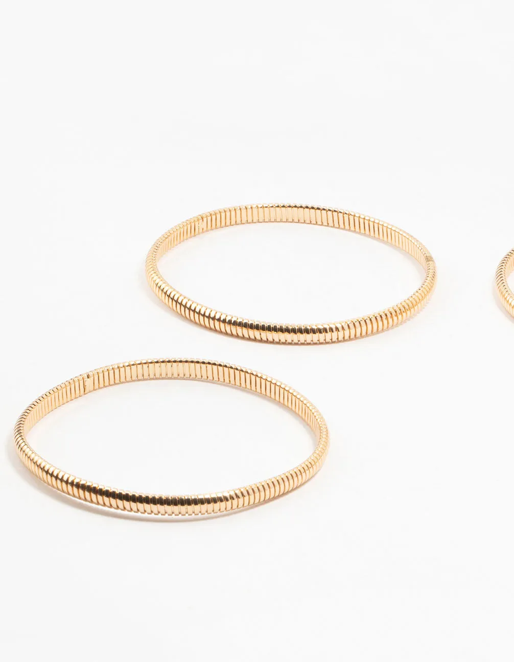 Gold Fine Ribbed Bracelets 3-Pack