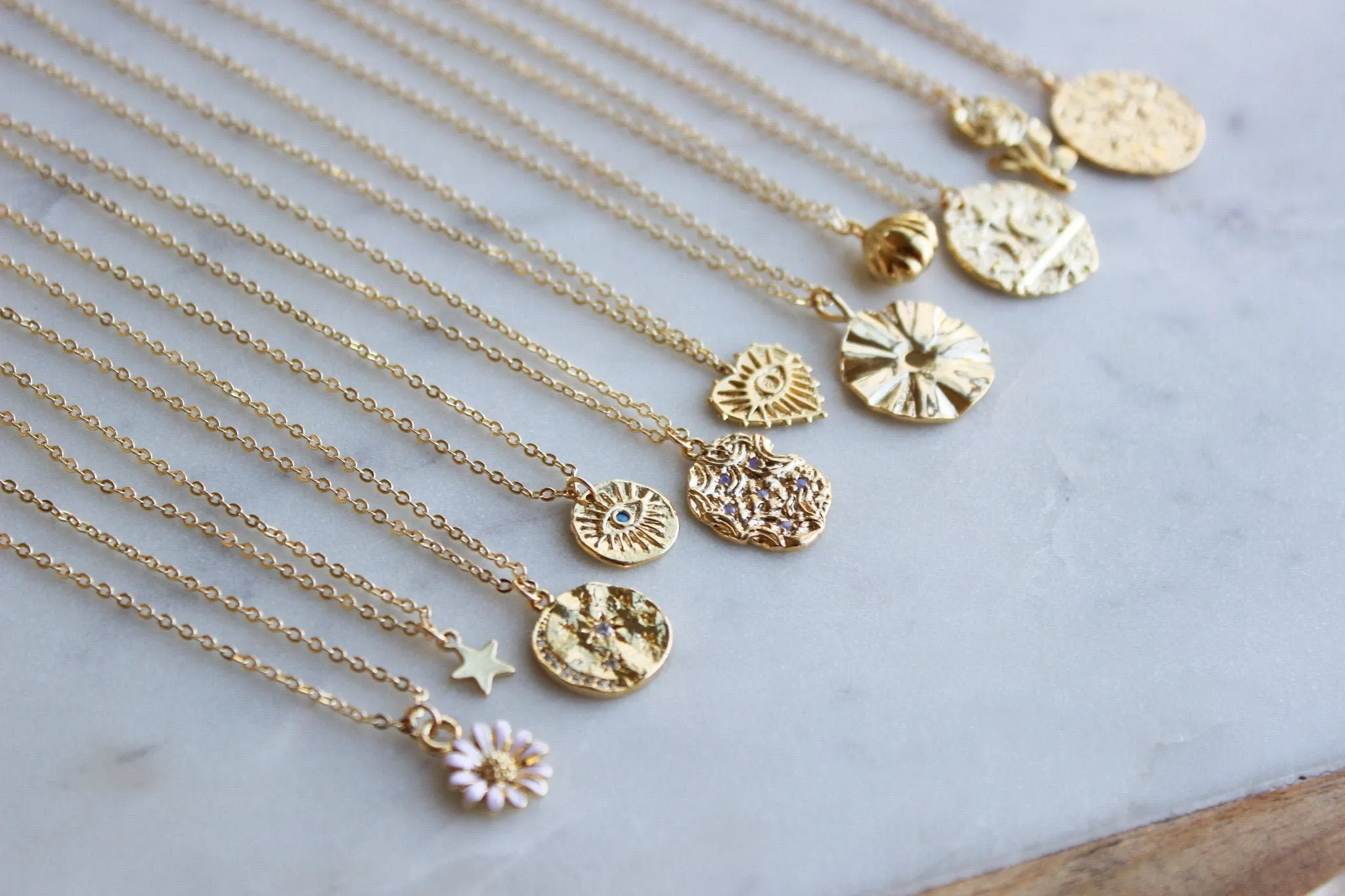 Gold Layering Necklace, Celestial Jewelry, Minimalist Jewelry, Gold Dainty Jewelry, Layered Necklace, Gold Coin Necklace, Pendant Necklace