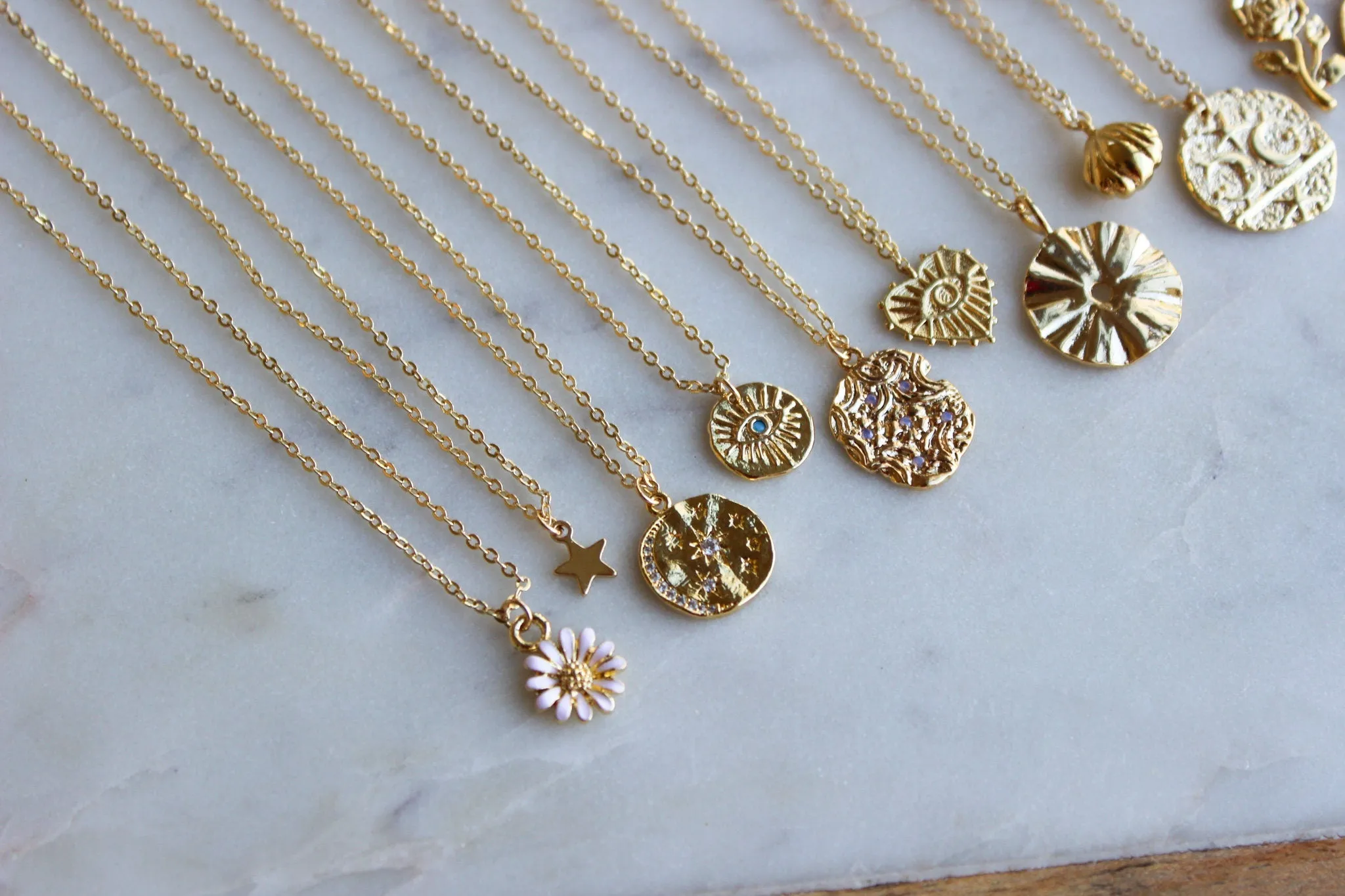Gold Layering Necklace, Celestial Jewelry, Minimalist Jewelry, Gold Dainty Jewelry, Layered Necklace, Gold Coin Necklace, Pendant Necklace